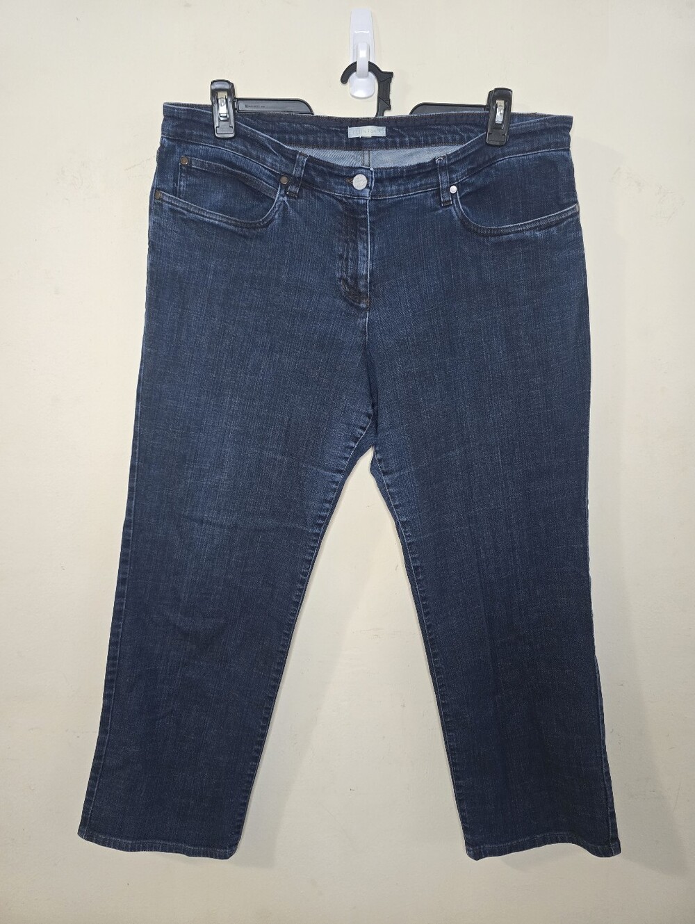 Eileen Fisher Cropped Straight Leg Jeans Women' Size XL Dark Wash Stretch Denim